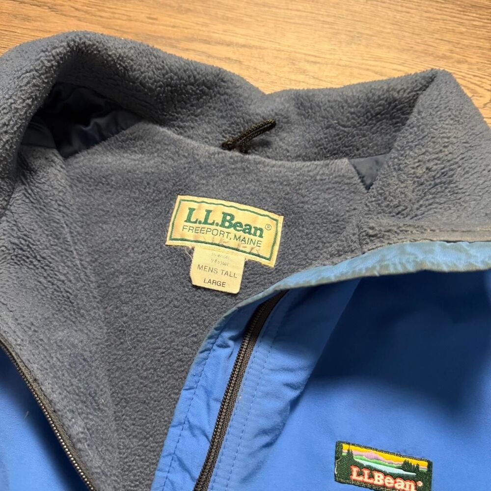 Vintage 80’s L.L. Bean Jacket Mens Large Tall Blue Fleece Lined Bomber Full Zip - Picture 3 of 7